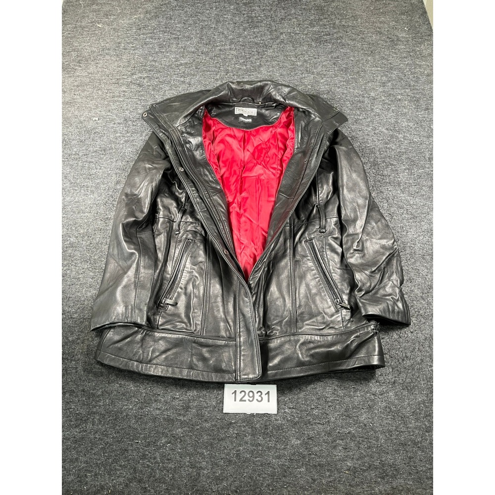 Pelle Studio Thinsulate Leather Jacket Womens Large Black Lined Full Zip Outdoor